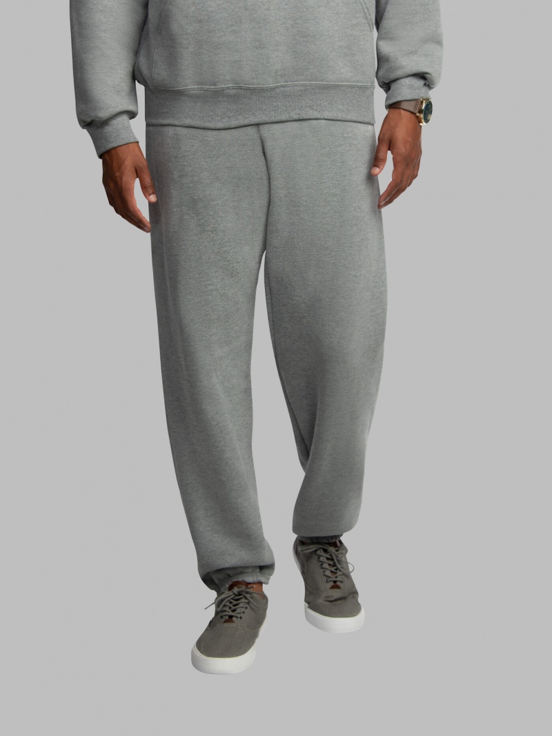 Men's Fruit Of The Loom EverSoft® Fleece Elastic Bottom Sweatpants Grey | QST380754