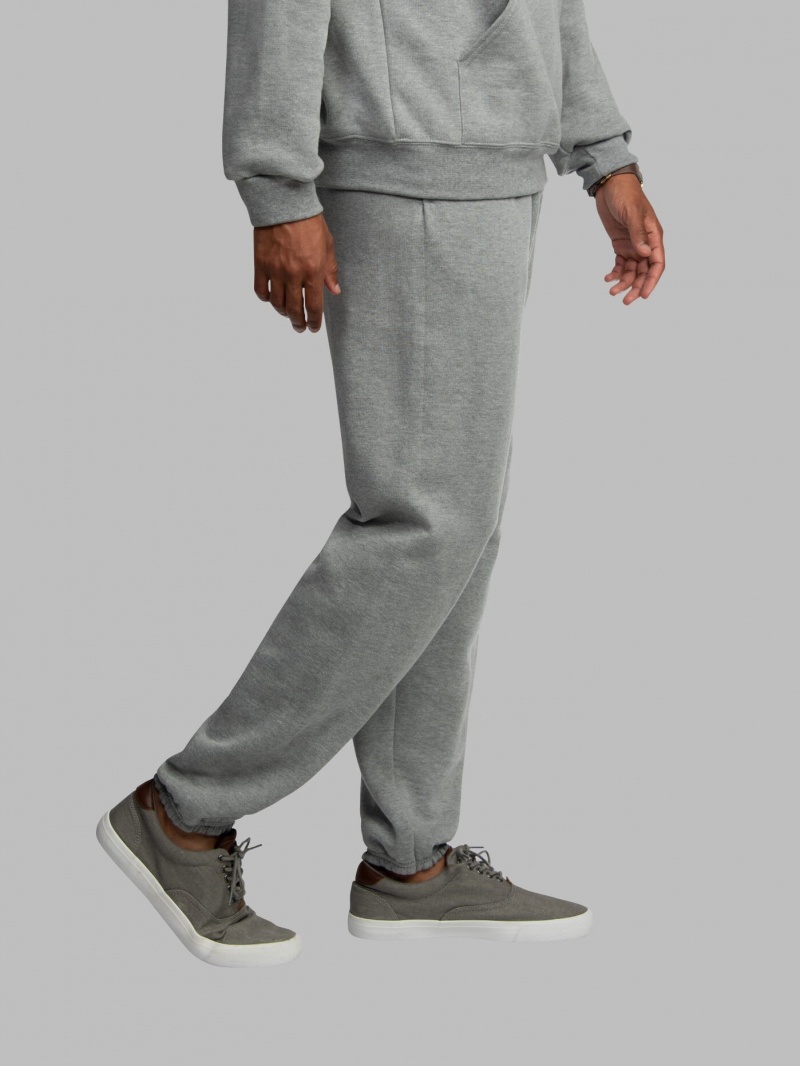 Men's Fruit Of The Loom EverSoft® Fleece Elastic Bottom Sweatpants Grey | QST380754