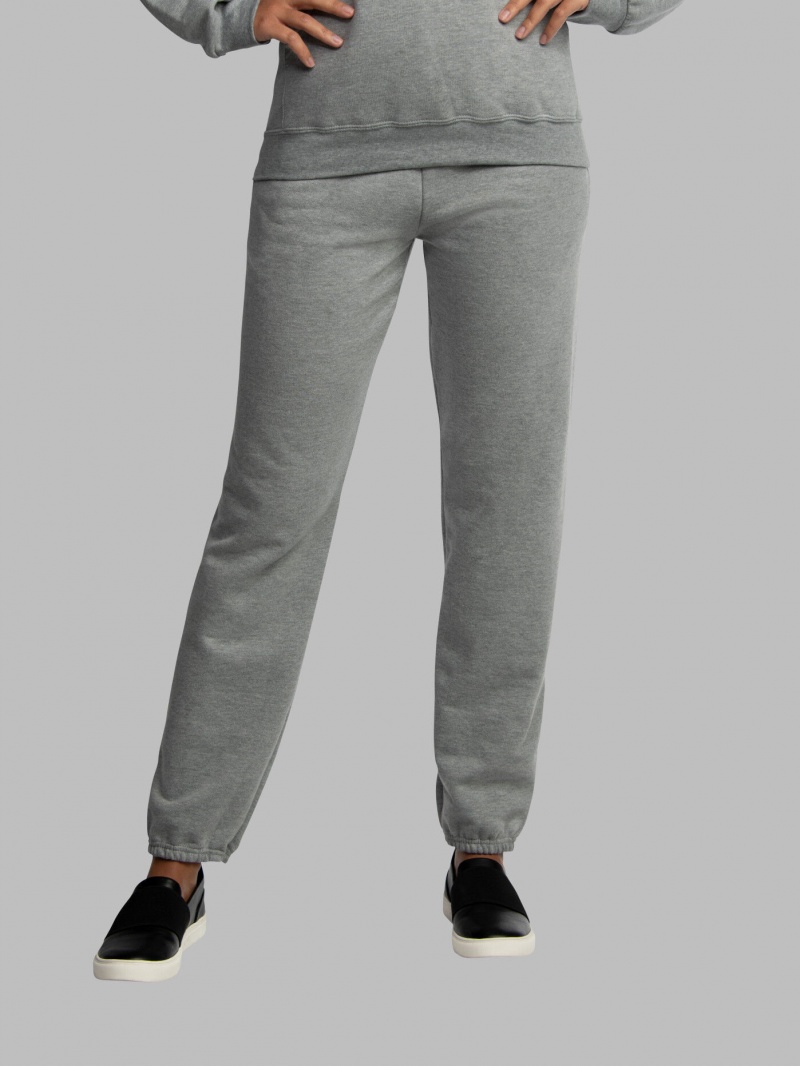 Men's Fruit Of The Loom EverSoft® Fleece Elastic Bottom Sweatpants Grey | QST380754