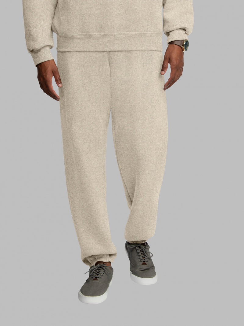 Men's Fruit Of The Loom EverSoft® Fleece Elastic Bottom Sweatpants Khaki | QCF073869