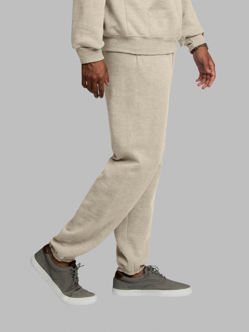 Men's Fruit Of The Loom EverSoft® Fleece Elastic Bottom Sweatpants Khaki | QCF073869