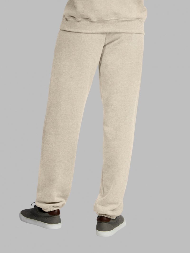 Men's Fruit Of The Loom EverSoft® Fleece Elastic Bottom Sweatpants Khaki | QCF073869