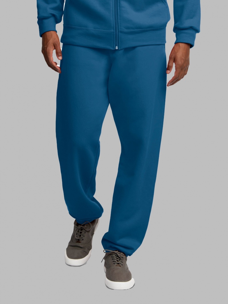 Men's Fruit Of The Loom EverSoft® Fleece Elastic Bottom Sweatpants Blue | ACV901534