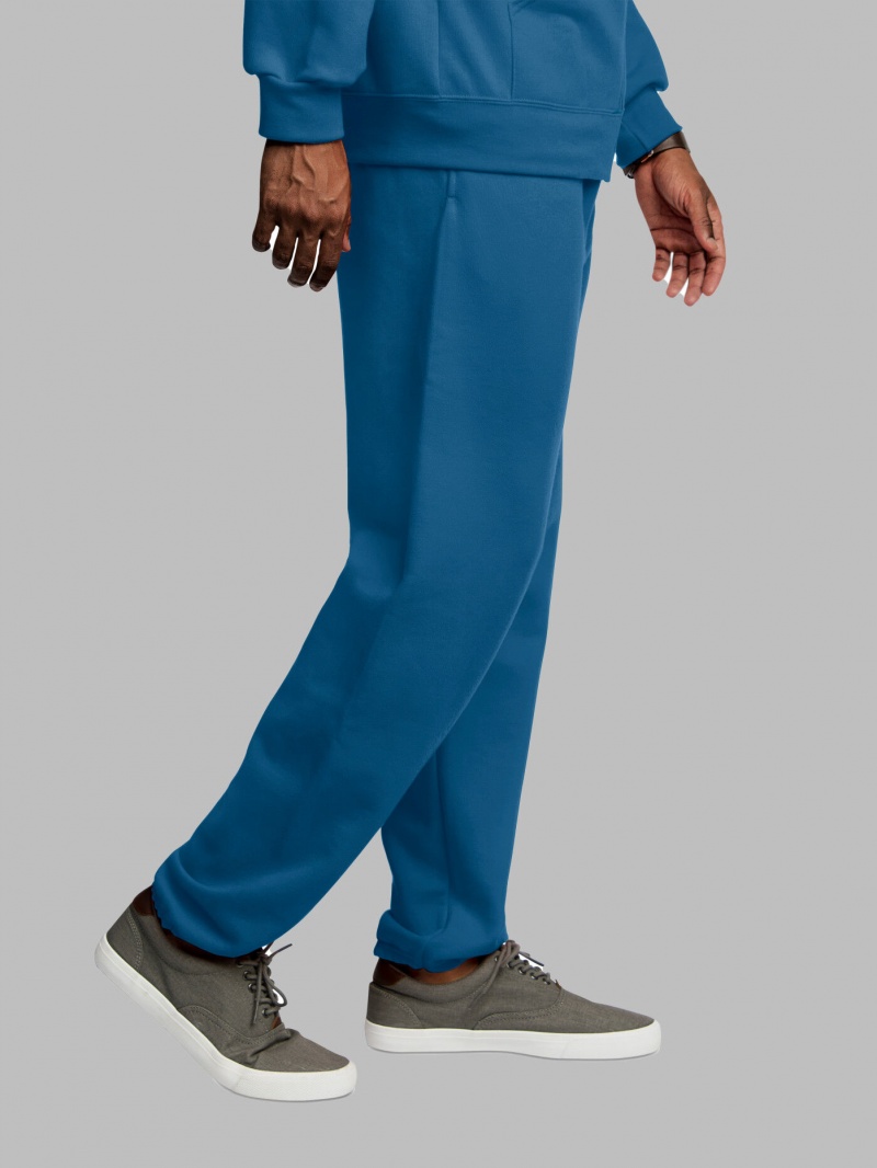 Men's Fruit Of The Loom EverSoft® Fleece Elastic Bottom Sweatpants Blue | ACV901534