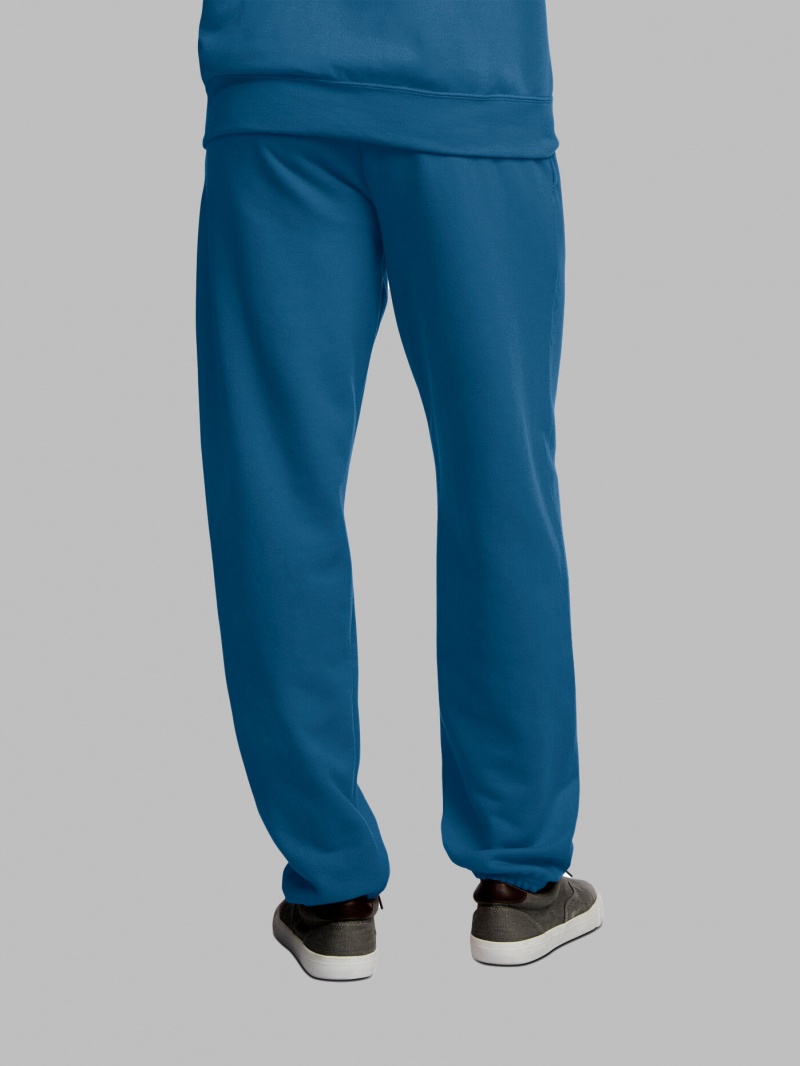 Men's Fruit Of The Loom EverSoft® Fleece Elastic Bottom Sweatpants Blue | ACV901534