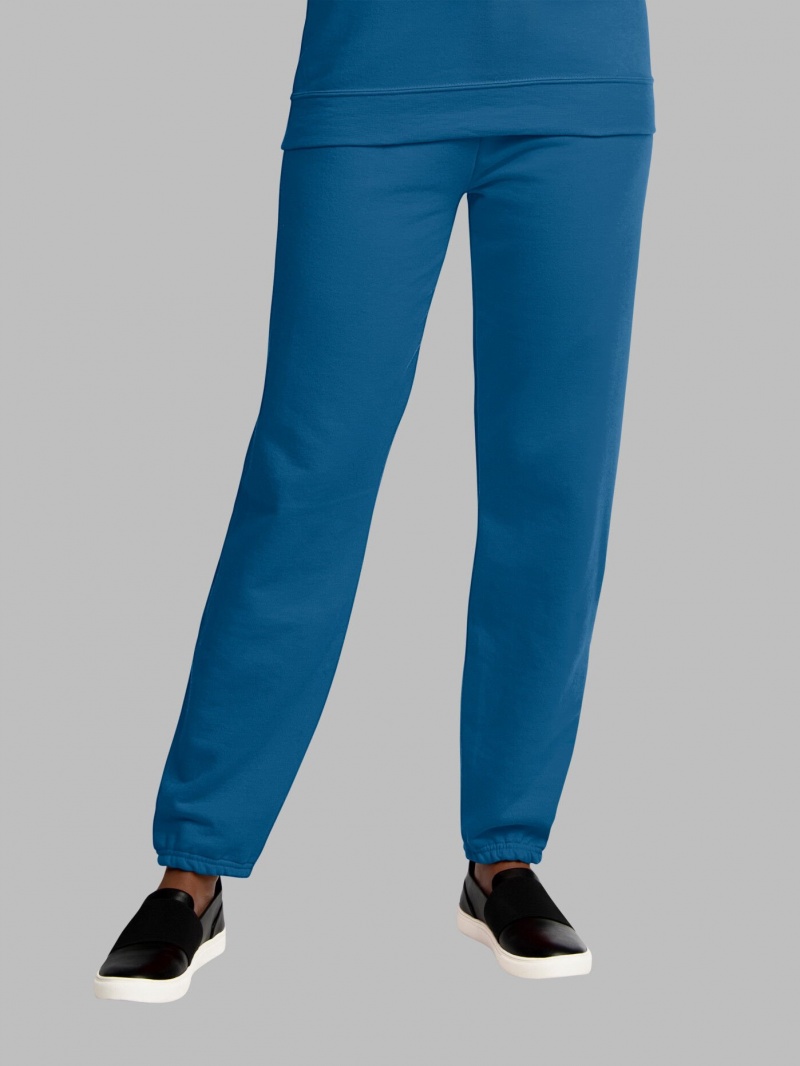 Men's Fruit Of The Loom EverSoft® Fleece Elastic Bottom Sweatpants Blue | ACV901534