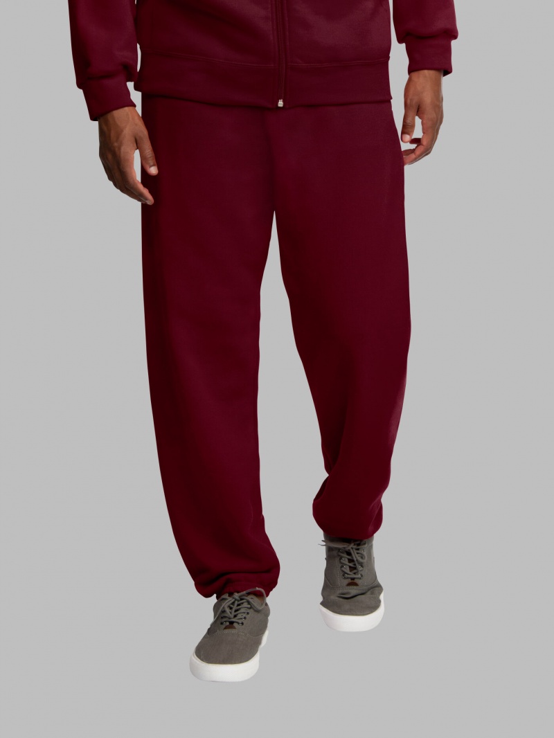 Men's Fruit Of The Loom EverSoft® Fleece Elastic Bottom Sweatpants Maroon | ZYO873529