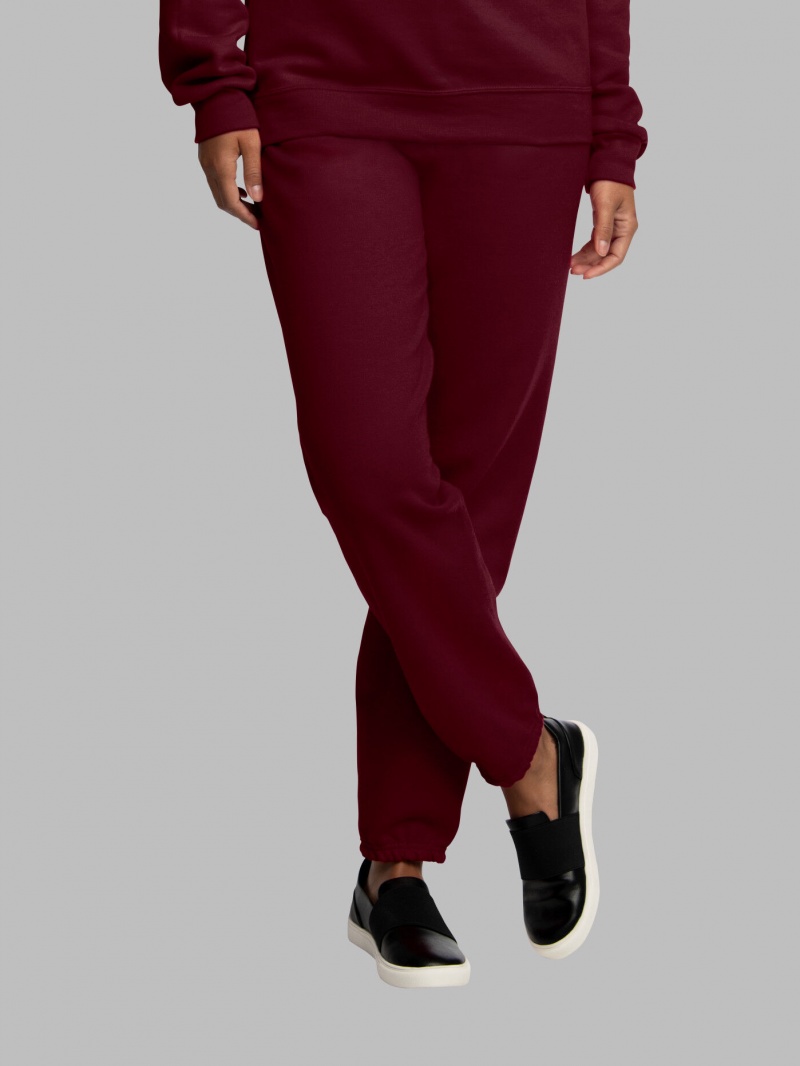 Men's Fruit Of The Loom EverSoft® Fleece Elastic Bottom Sweatpants Maroon | ZYO873529