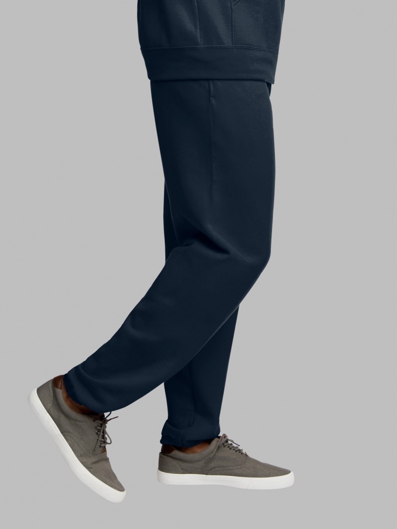 Men's Fruit Of The Loom EverSoft® Fleece Elastic Bottom Sweatpants Navy | SQZ143679