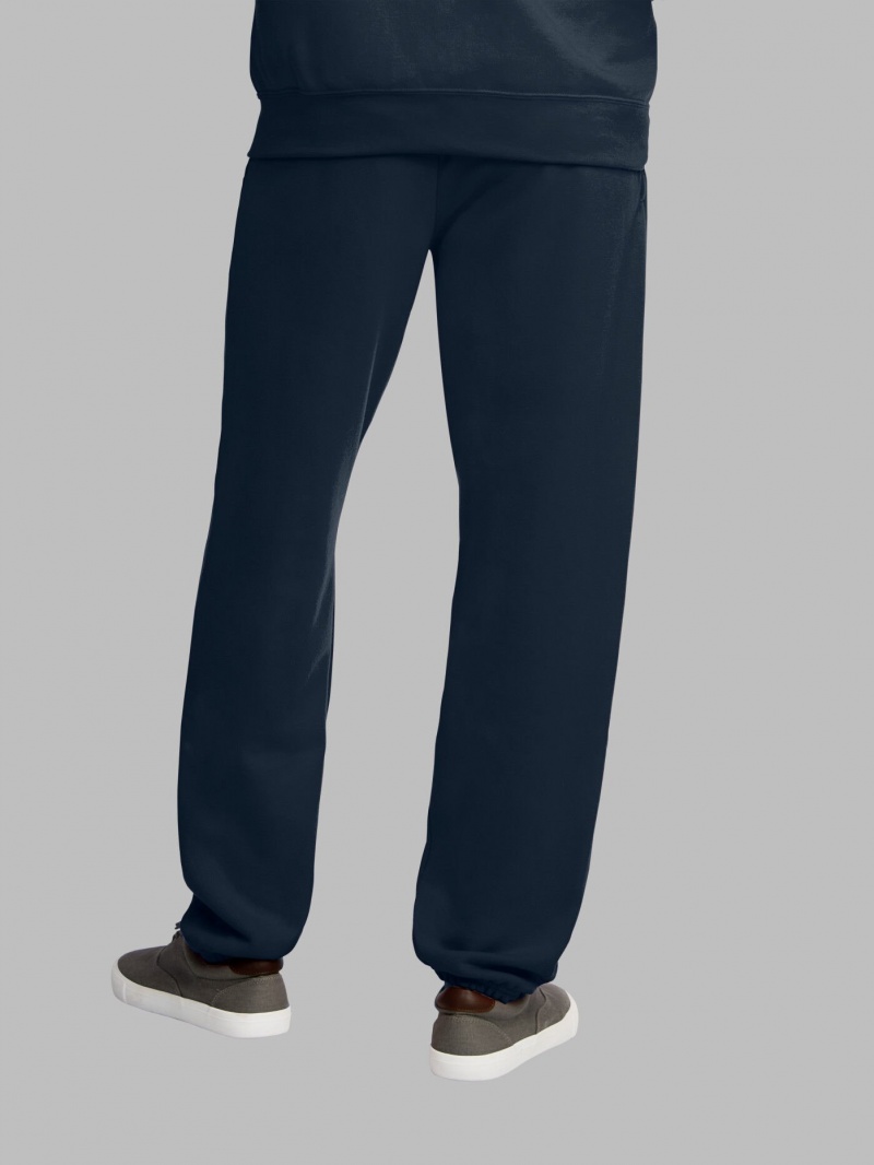 Men's Fruit Of The Loom EverSoft® Fleece Elastic Bottom Sweatpants Navy | SQZ143679