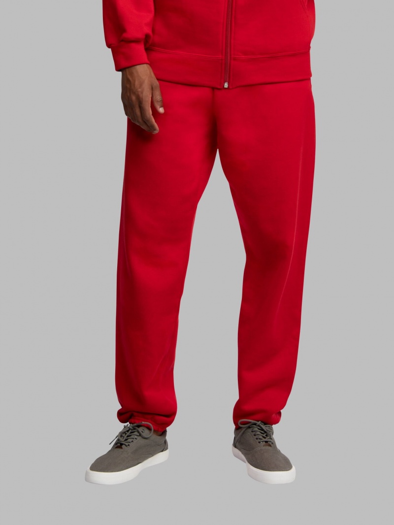 Men's Fruit Of The Loom EverSoft® Fleece Elastic Bottom Sweatpants Red | UZO358912