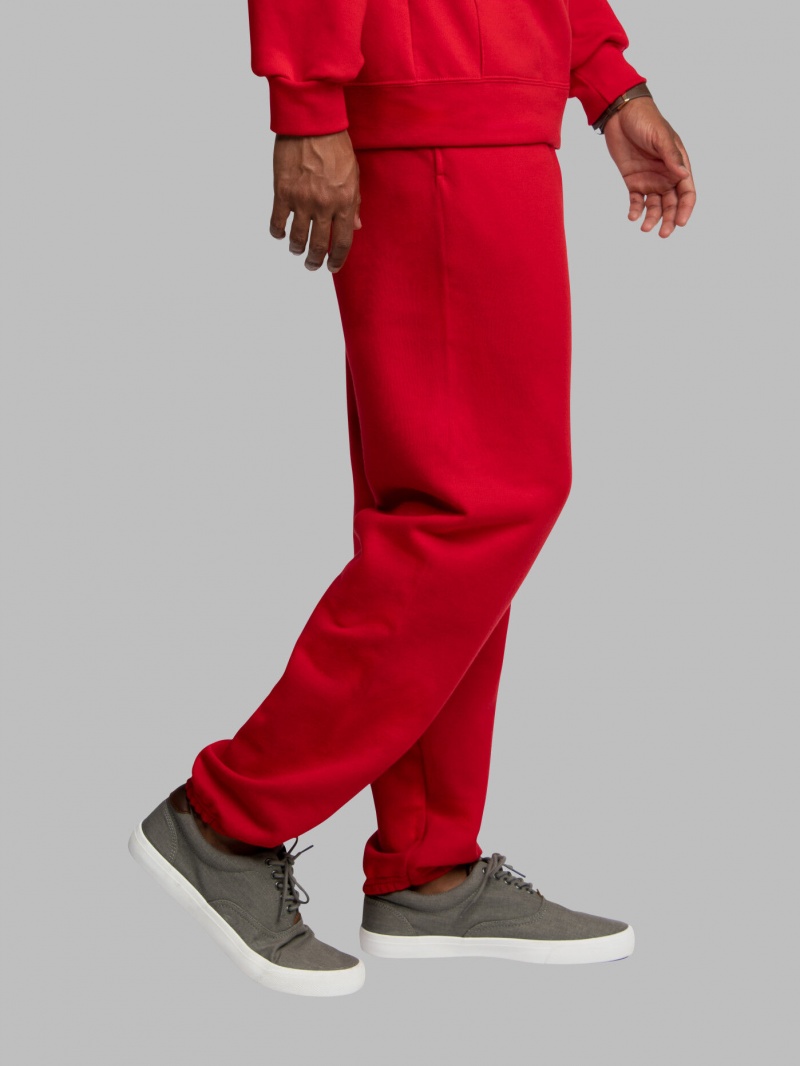 Men's Fruit Of The Loom EverSoft® Fleece Elastic Bottom Sweatpants Red | UZO358912