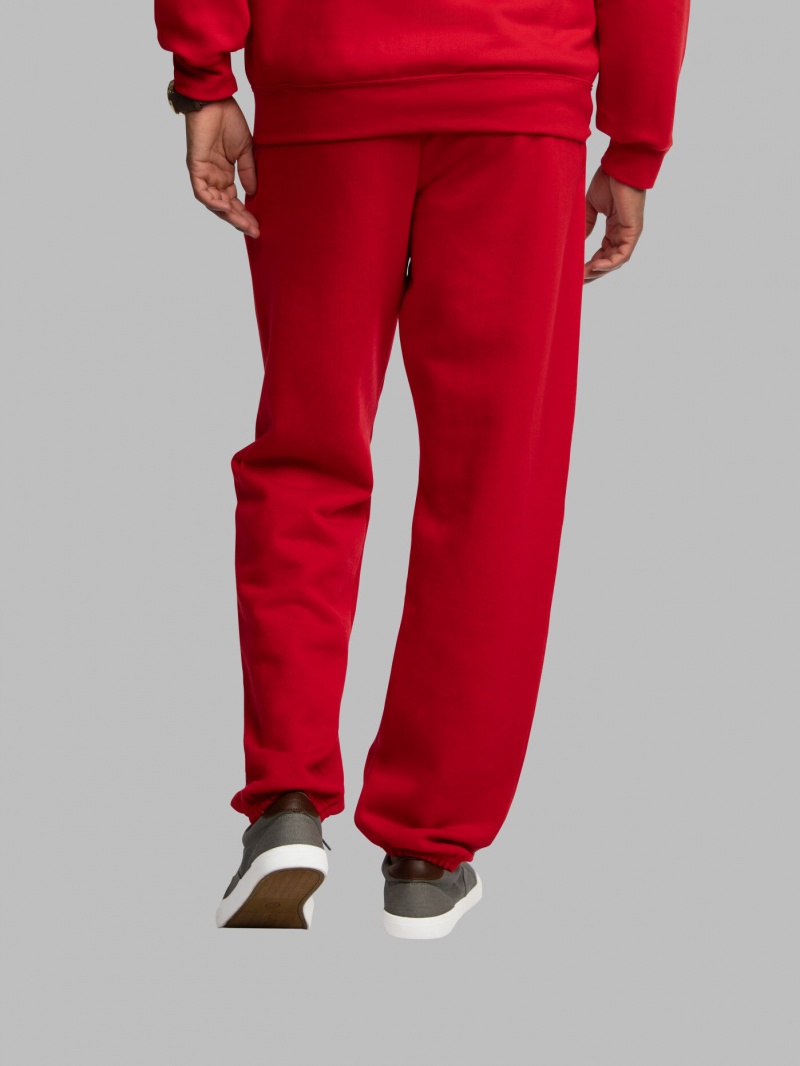 Men's Fruit Of The Loom EverSoft® Fleece Elastic Bottom Sweatpants Red | UZO358912