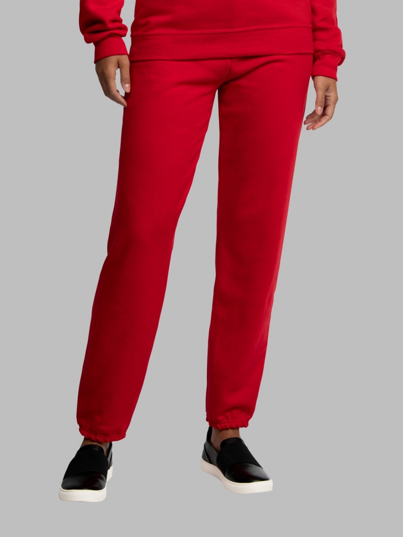 Men's Fruit Of The Loom EverSoft® Fleece Elastic Bottom Sweatpants Red | UZO358912