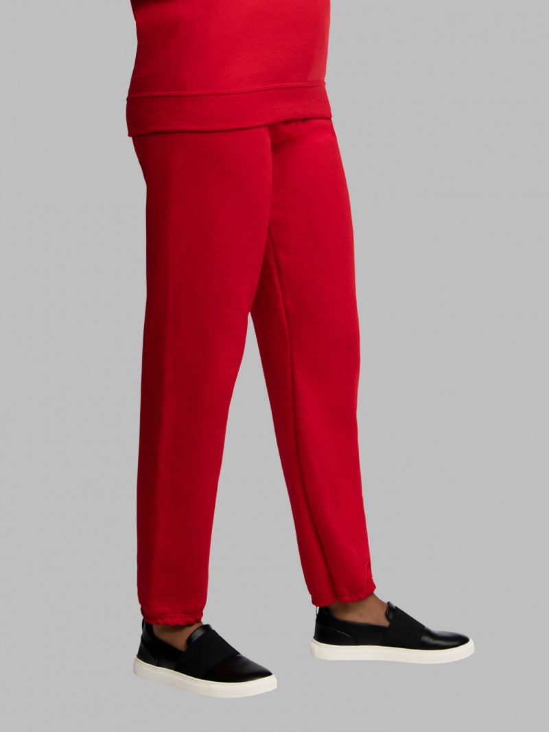 Men's Fruit Of The Loom EverSoft® Fleece Elastic Bottom Sweatpants Red | UZO358912