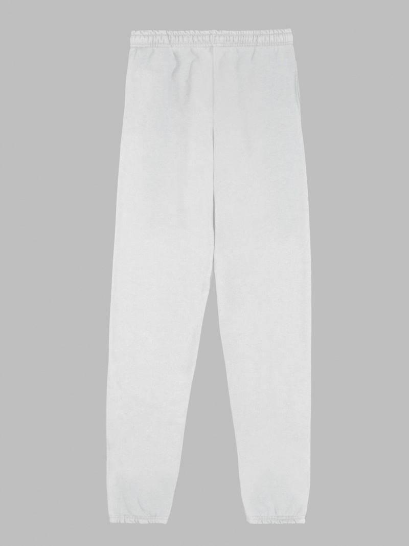 Men's Fruit Of The Loom EverSoft® Fleece Elastic Bottom Sweatpants White | TBK675389