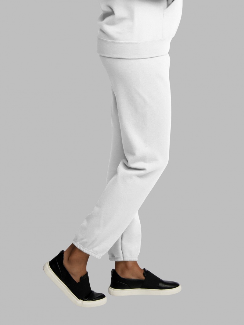 Men's Fruit Of The Loom EverSoft® Fleece Elastic Bottom Sweatpants White | TBK675389