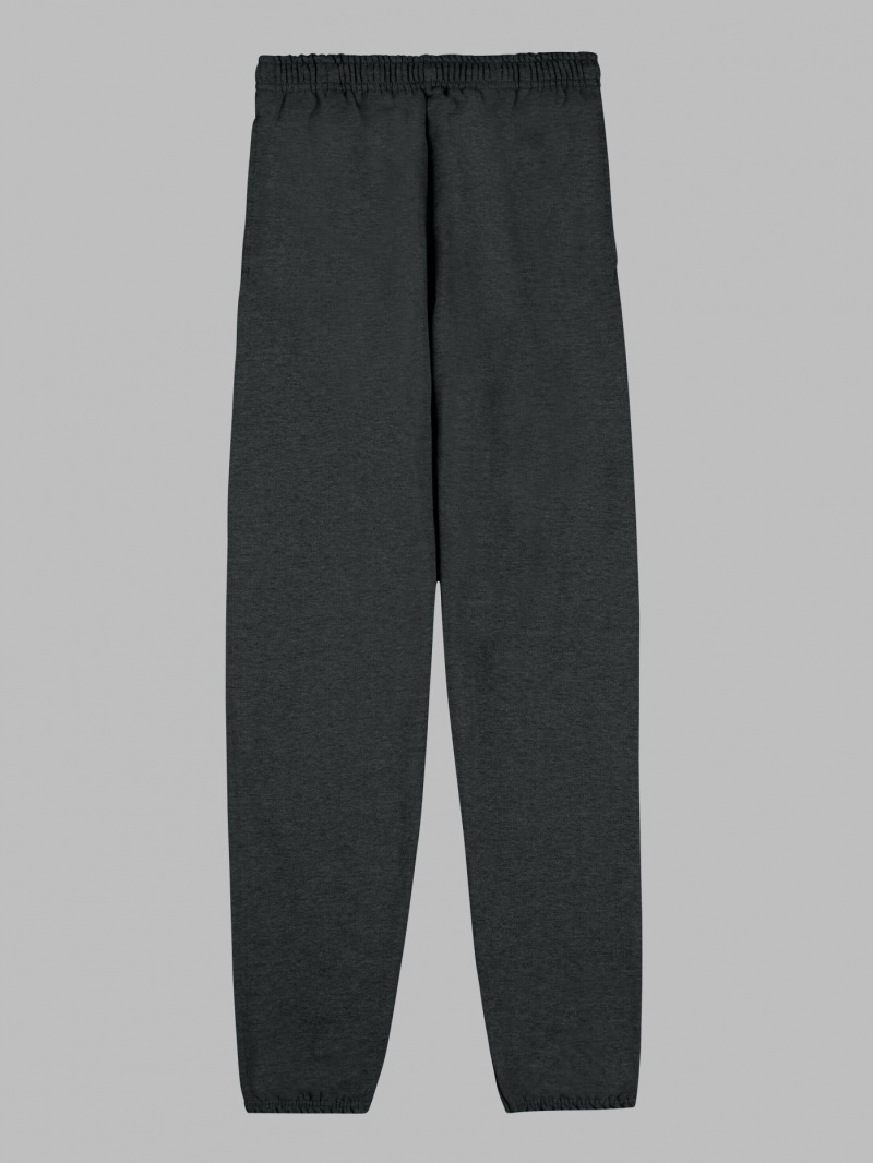 Men\'s Fruit Of The Loom EverSoft® Fleece Elastic Bottom, Extended Sizes Sweatpants Black | UDL423568