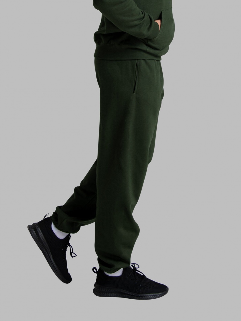 Men's Fruit Of The Loom EverSoft® Fleece Elastic Bottom, Extended Sizes Sweatpants Duffle Bag Green | UMN187240