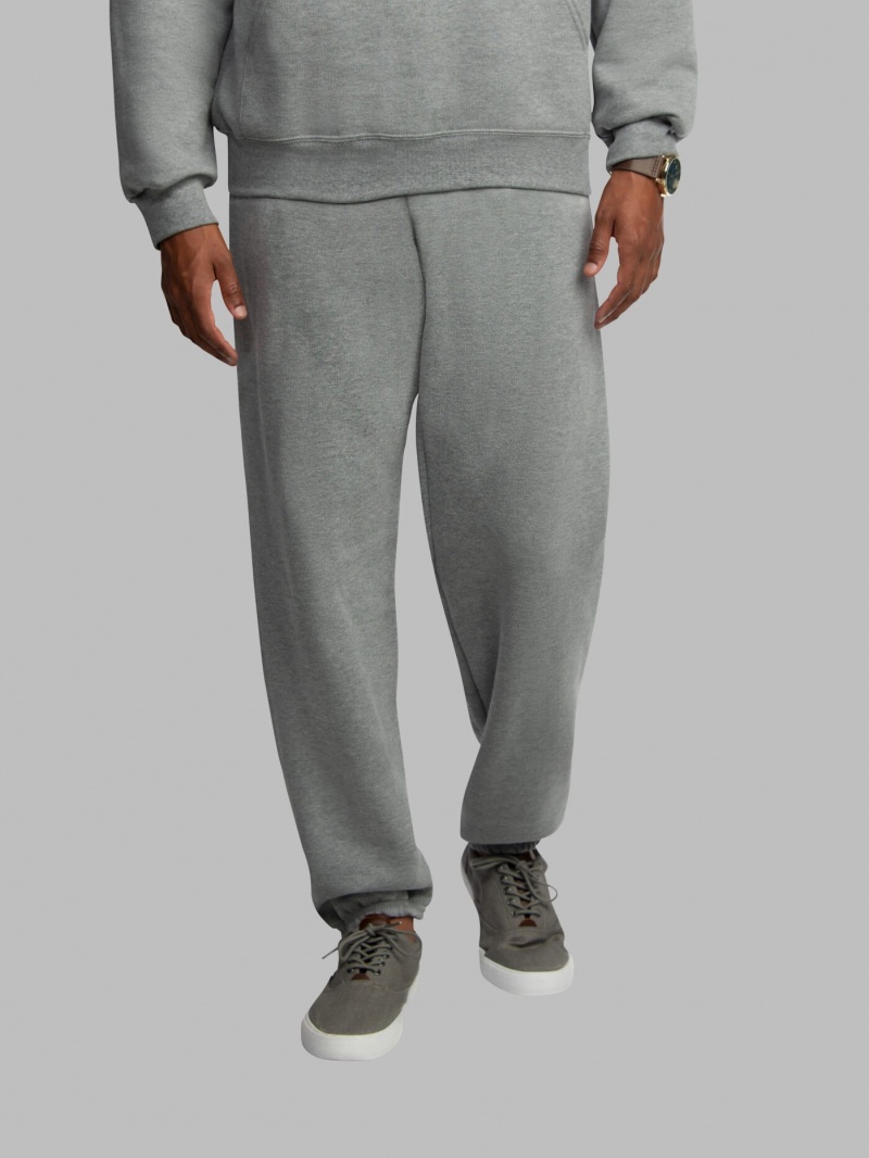 Men's Fruit Of The Loom EverSoft® Fleece Elastic Bottom, Extended Sizes Sweatpants Grey | BLW596370