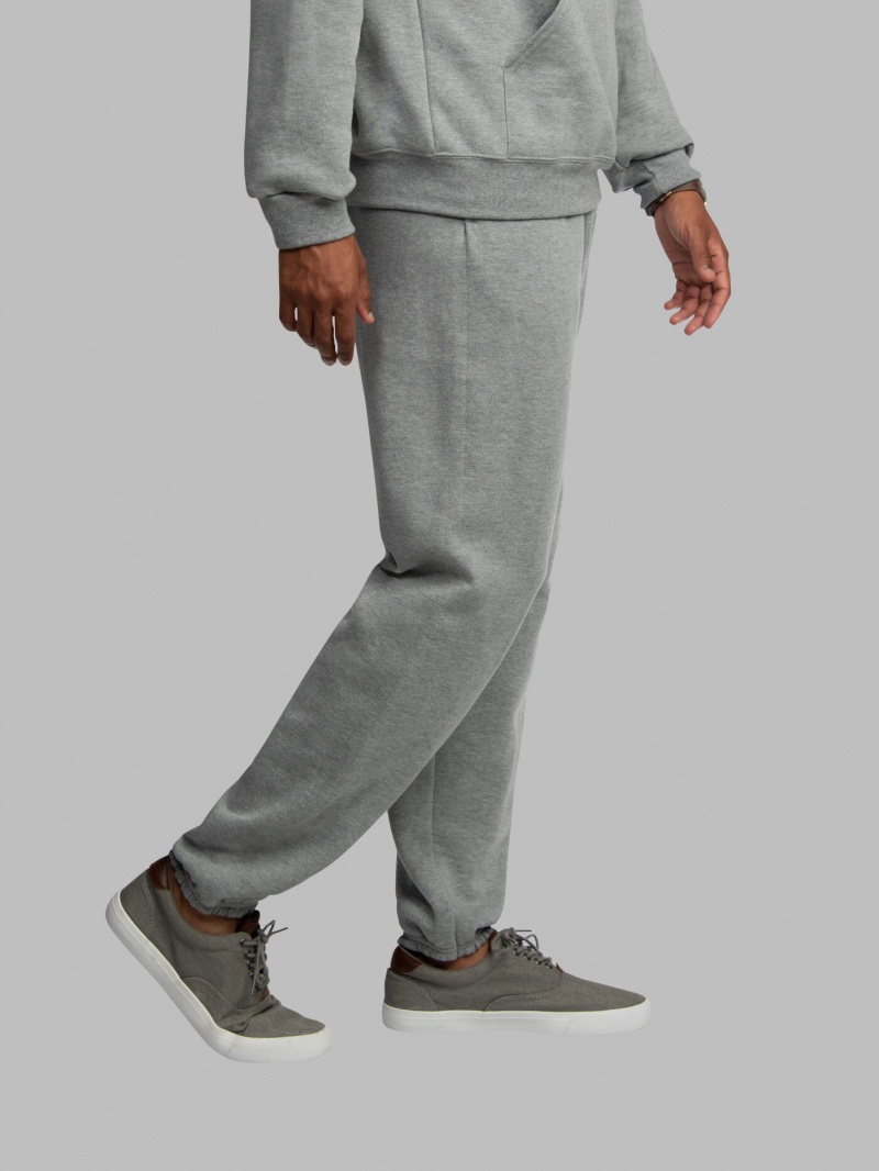 Men's Fruit Of The Loom EverSoft® Fleece Elastic Bottom, Extended Sizes Sweatpants Grey | BLW596370