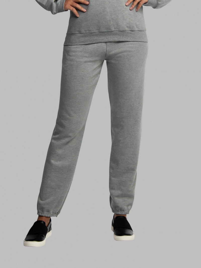 Men's Fruit Of The Loom EverSoft® Fleece Elastic Bottom, Extended Sizes Sweatpants Grey | BLW596370