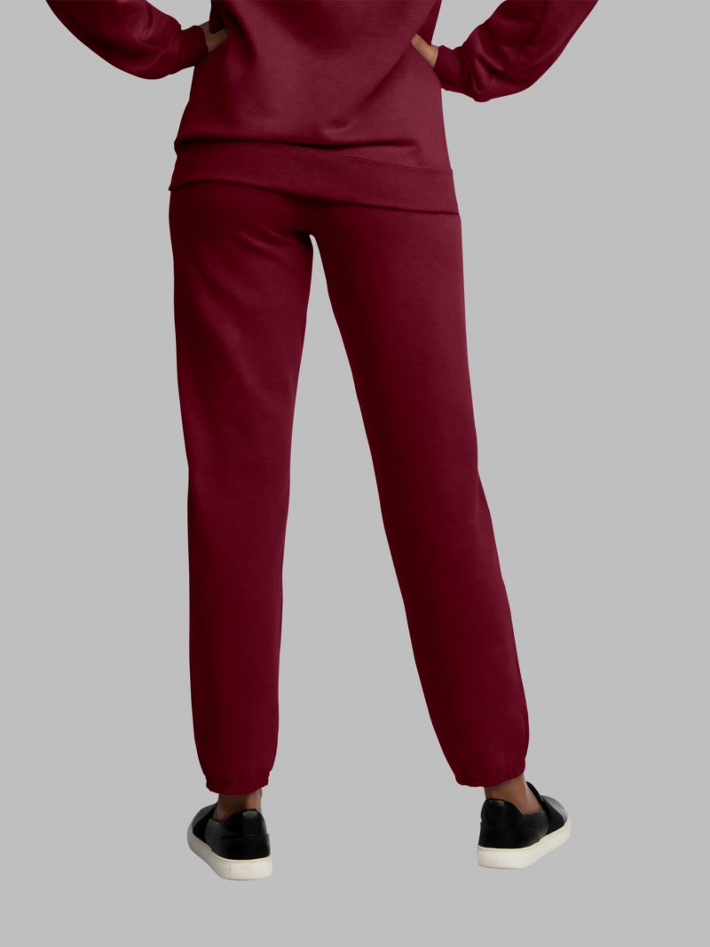 Men's Fruit Of The Loom EverSoft® Fleece Elastic Bottom, Extended Sizes Sweatpants Maroon | BVU618209