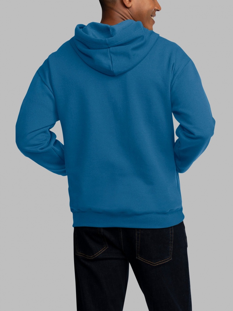 Men's Fruit Of The Loom EverSoft® Fleece Full Zip, Extended Sizes Hoodie Blue | MIK890231