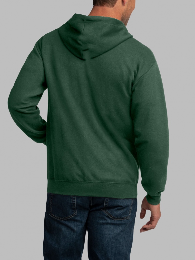 Men's Fruit Of The Loom EverSoft® Fleece Full Zip, Extended Sizes Hoodie Green | ADY215807