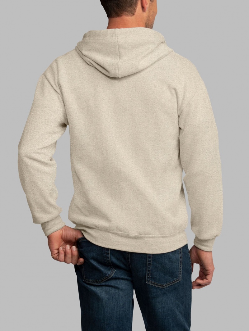 Men's Fruit Of The Loom EverSoft® Fleece Full Zip, Extended Sizes Hoodie Khaki | GWT512784