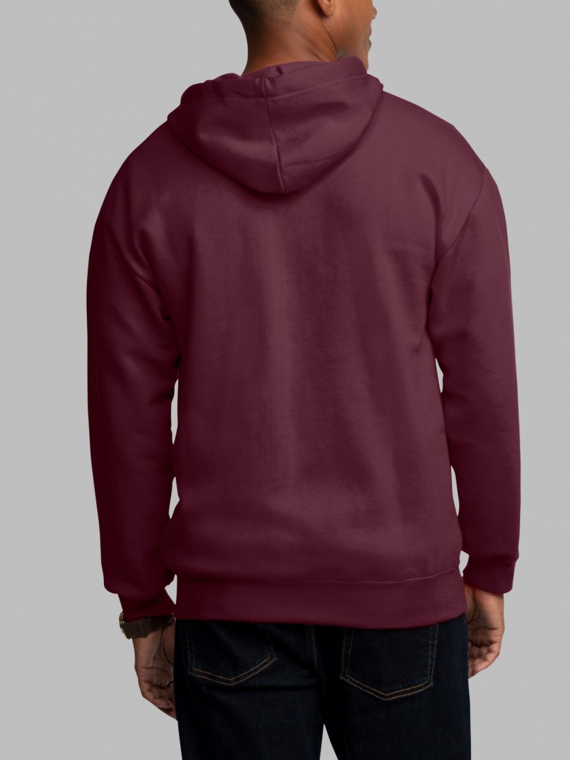 Men's Fruit Of The Loom EverSoft® Fleece Full Zip, Extended Sizes Hoodie Maroon | GFQ237980