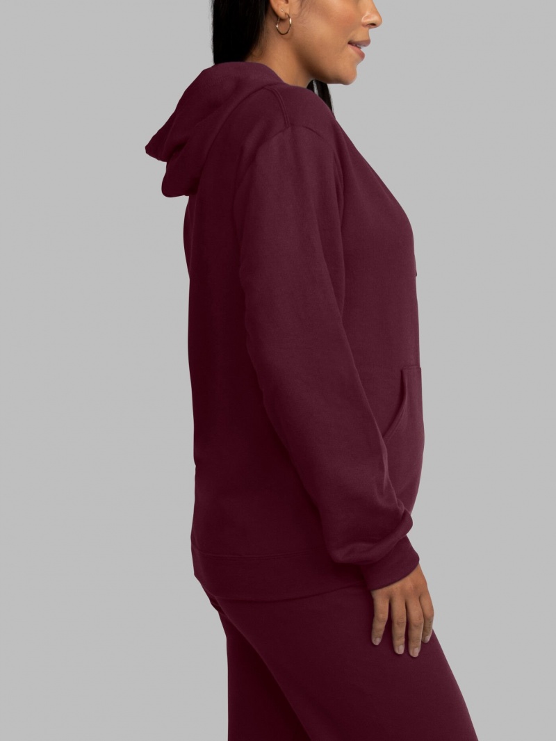 Men's Fruit Of The Loom EverSoft® Fleece Full Zip, Extended Sizes Hoodie Maroon | GFQ237980