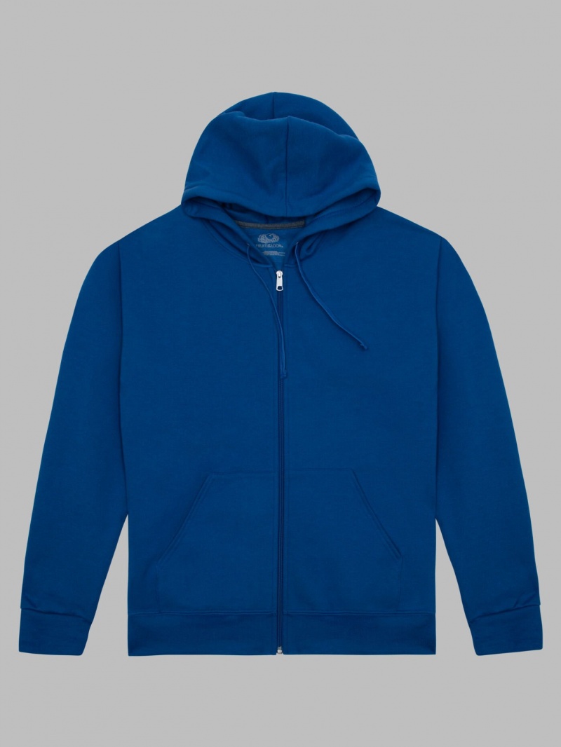 Men's Fruit Of The Loom EverSoft® Fleece Full Zip, Extended Sizes Hoodie Mel Blue | VYC517092