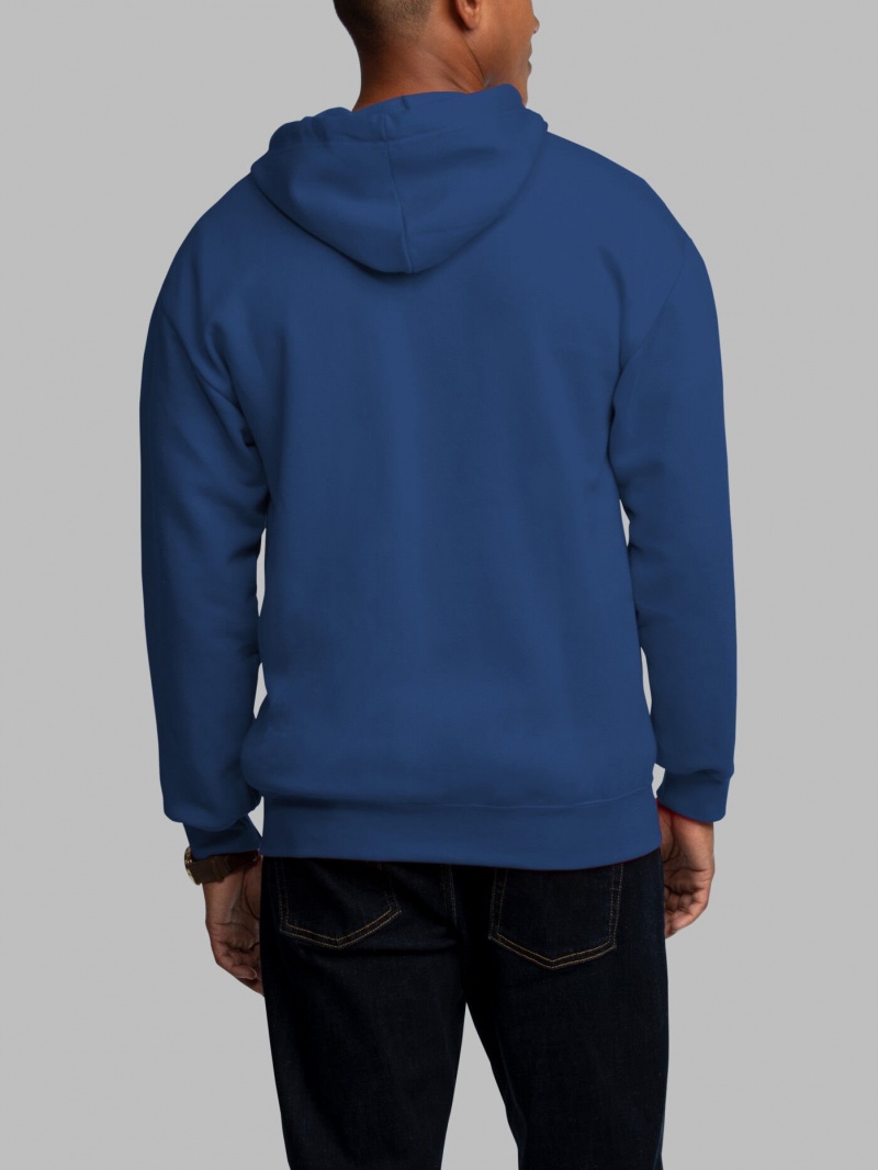 Men's Fruit Of The Loom EverSoft® Fleece Full Zip, Extended Sizes Hoodie Mel Blue | VYC517092