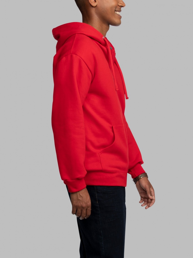 Men's Fruit Of The Loom EverSoft® Fleece Full Zip, Extended Sizes Hoodie Red | RMA728430