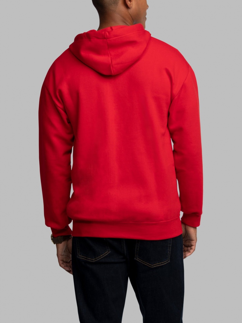 Men's Fruit Of The Loom EverSoft® Fleece Full Zip, Extended Sizes Hoodie Red | RMA728430