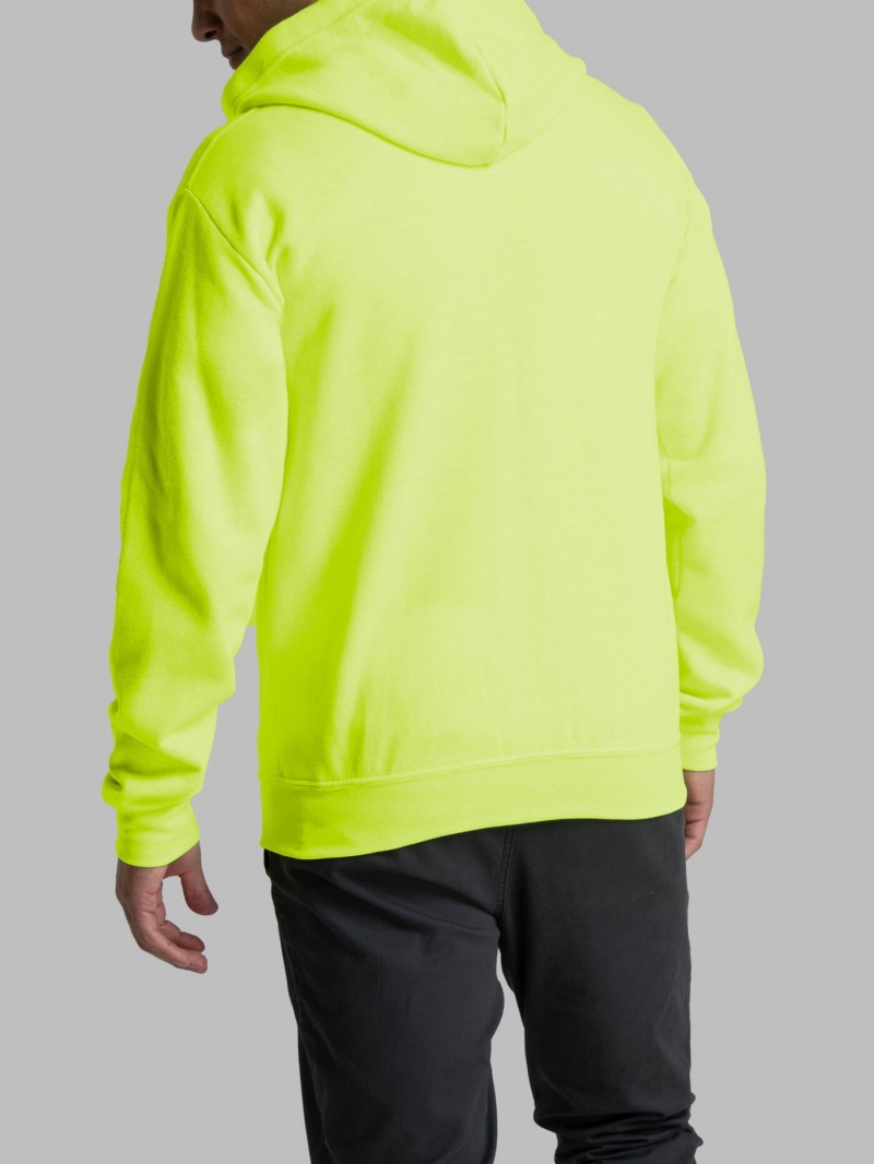 Men's Fruit Of The Loom EverSoft® Fleece Full Zip, Extended Sizes Hoodie Safety Green | FSW429731