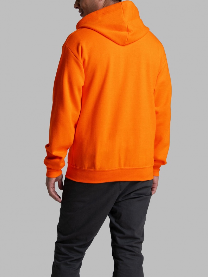 Men's Fruit Of The Loom EverSoft® Fleece Full Zip, Extended Sizes Hoodie Safety Orange | SQW823760