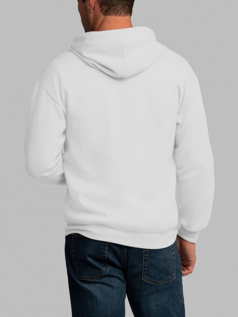 Men's Fruit Of The Loom EverSoft® Fleece Full Zip, Extended Sizes Hoodie White | JFV125370