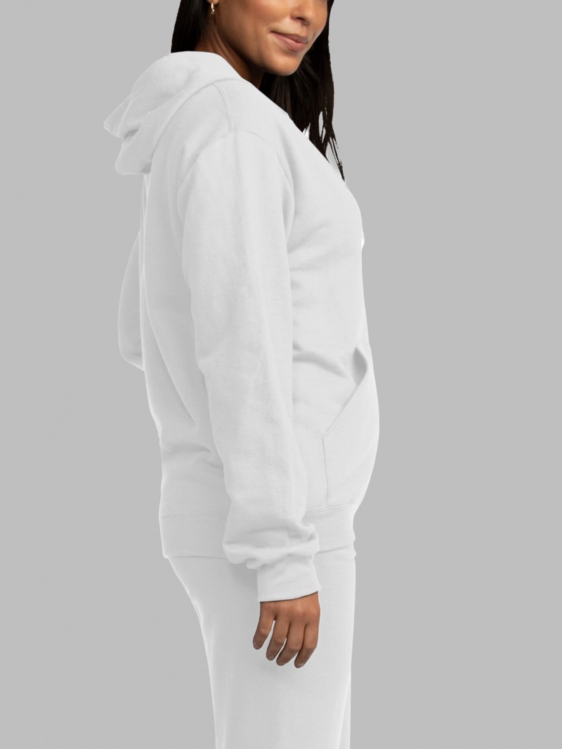 Men's Fruit Of The Loom EverSoft® Fleece Full Zip, Extended Sizes Hoodie White | JFV125370