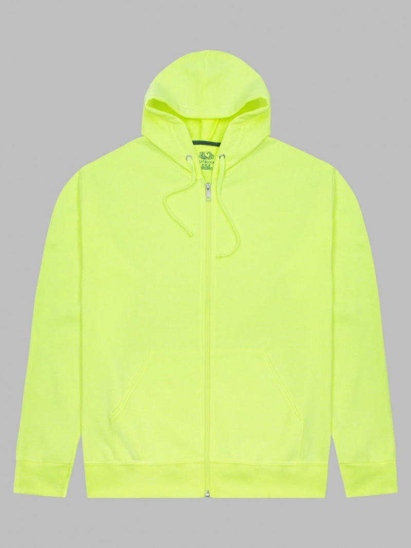 Men's Fruit Of The Loom EverSoft® Fleece Full Zip Hoodie Safety Green | NWD086247