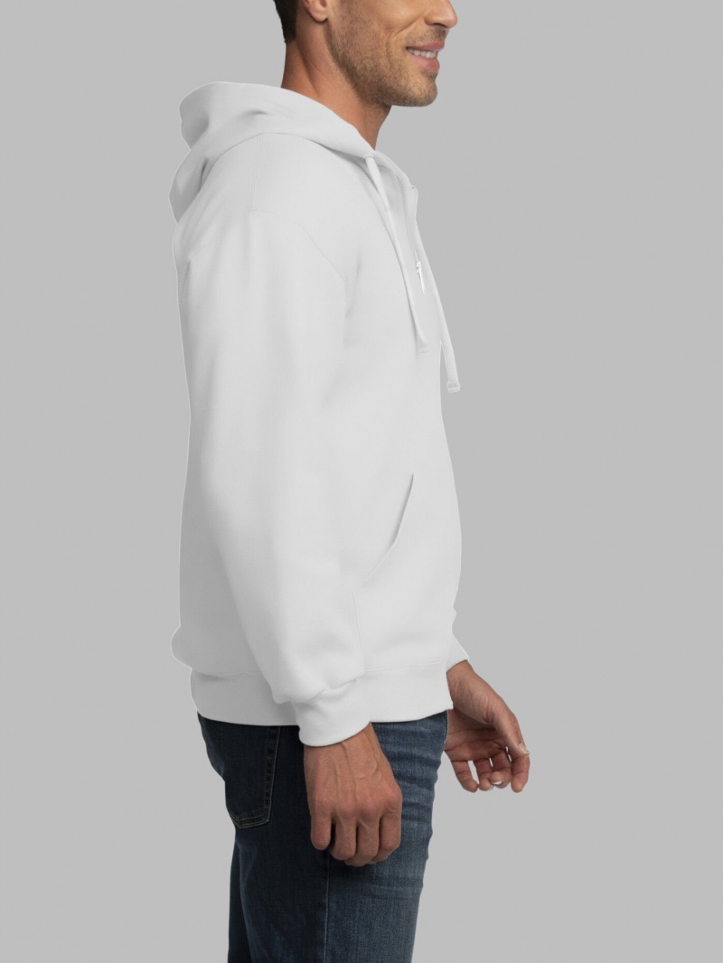 Men's Fruit Of The Loom EverSoft® Fleece Full Zip Hoodie White | UBM983247