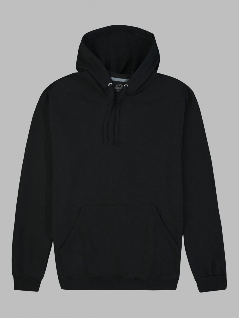 Men's Fruit Of The Loom EverSoft® Fleece Pullover Hoodie Black | KEO594107