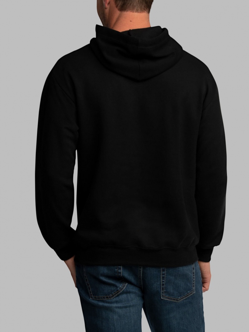 Men's Fruit Of The Loom EverSoft® Fleece Pullover Hoodie Black | KEO594107