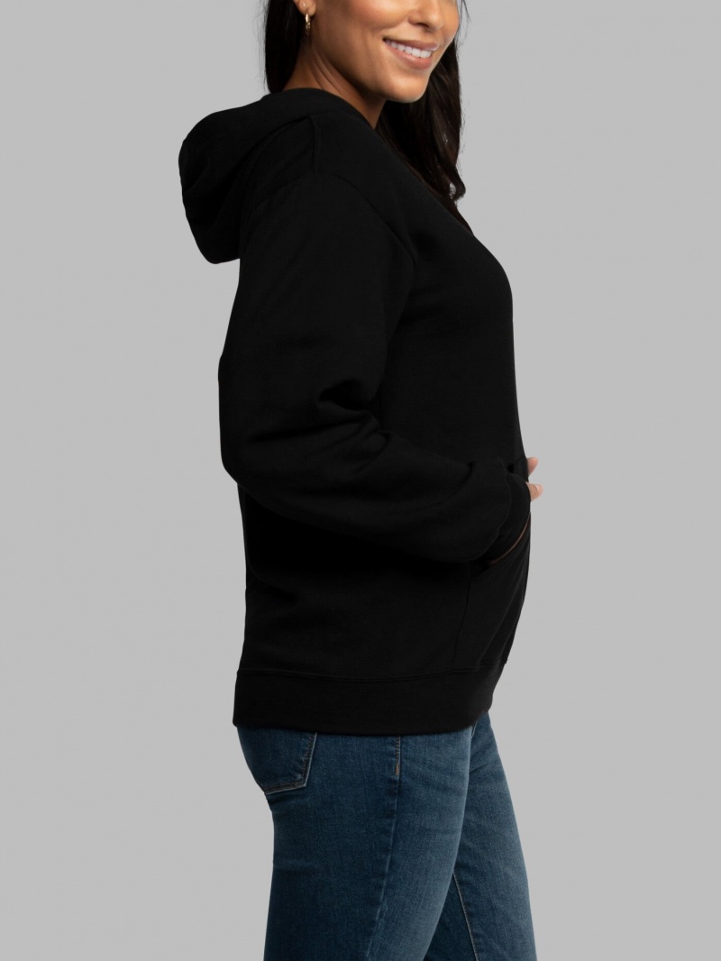 Men's Fruit Of The Loom EverSoft® Fleece Pullover Hoodie Black | KEO594107