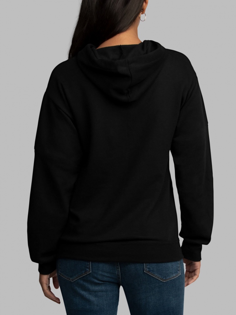 Men's Fruit Of The Loom EverSoft® Fleece Pullover Hoodie Black | KEO594107