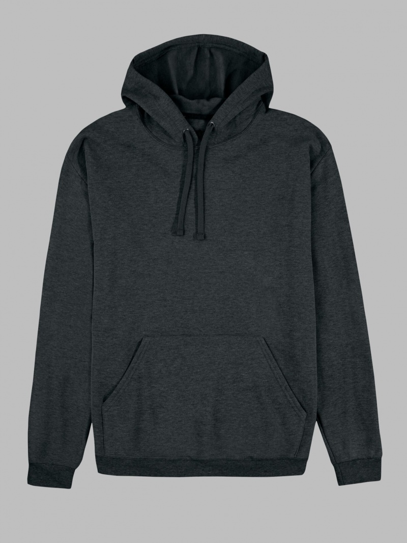 Men's Fruit Of The Loom EverSoft® Fleece Pullover Hoodie Black | MLV235917