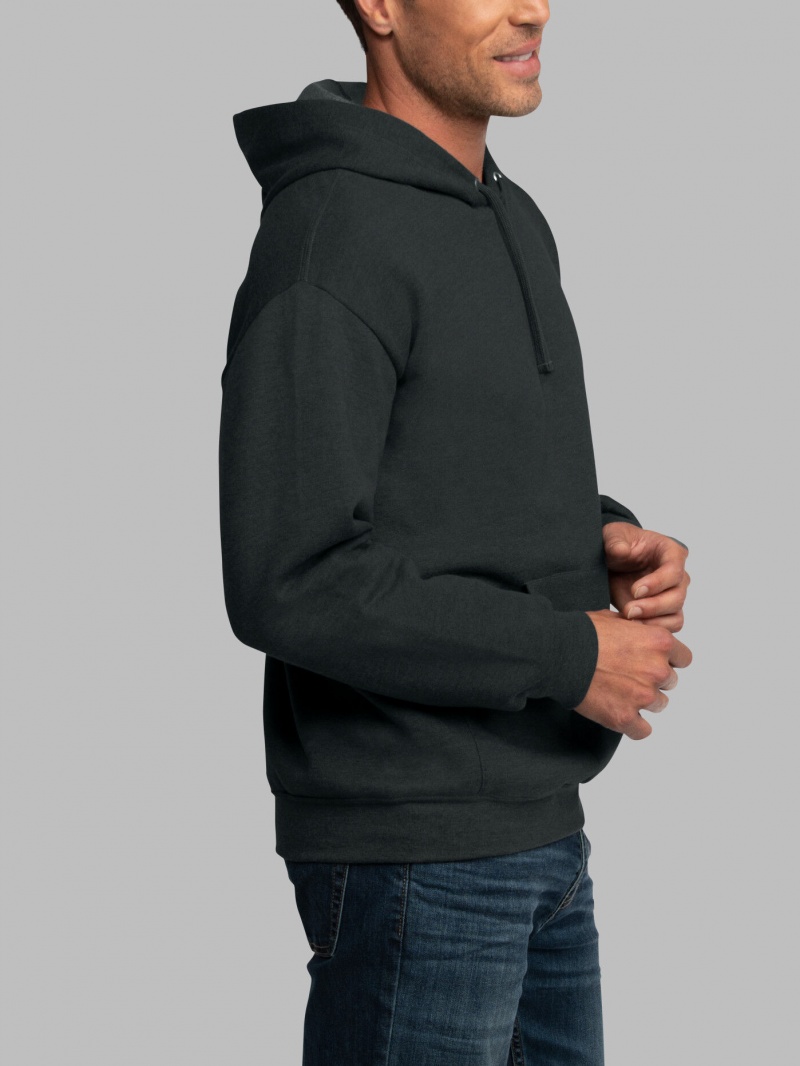 Men's Fruit Of The Loom EverSoft® Fleece Pullover Hoodie Black | MLV235917