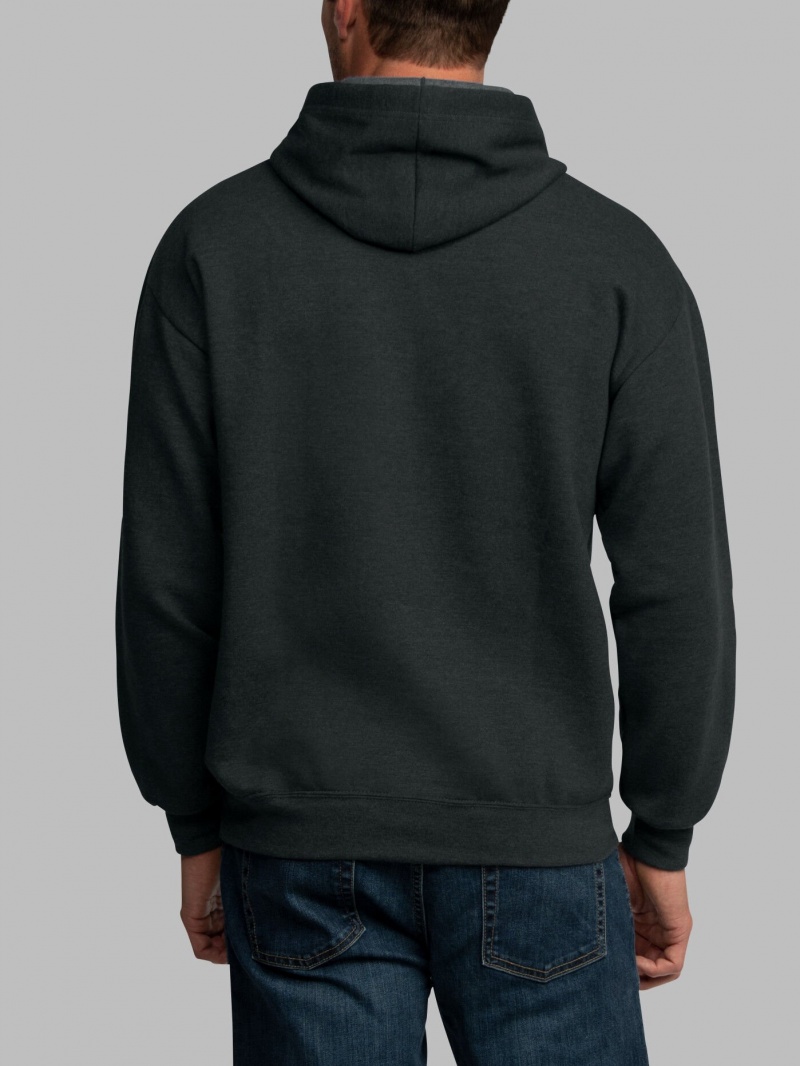 Men's Fruit Of The Loom EverSoft® Fleece Pullover Hoodie Black | MLV235917