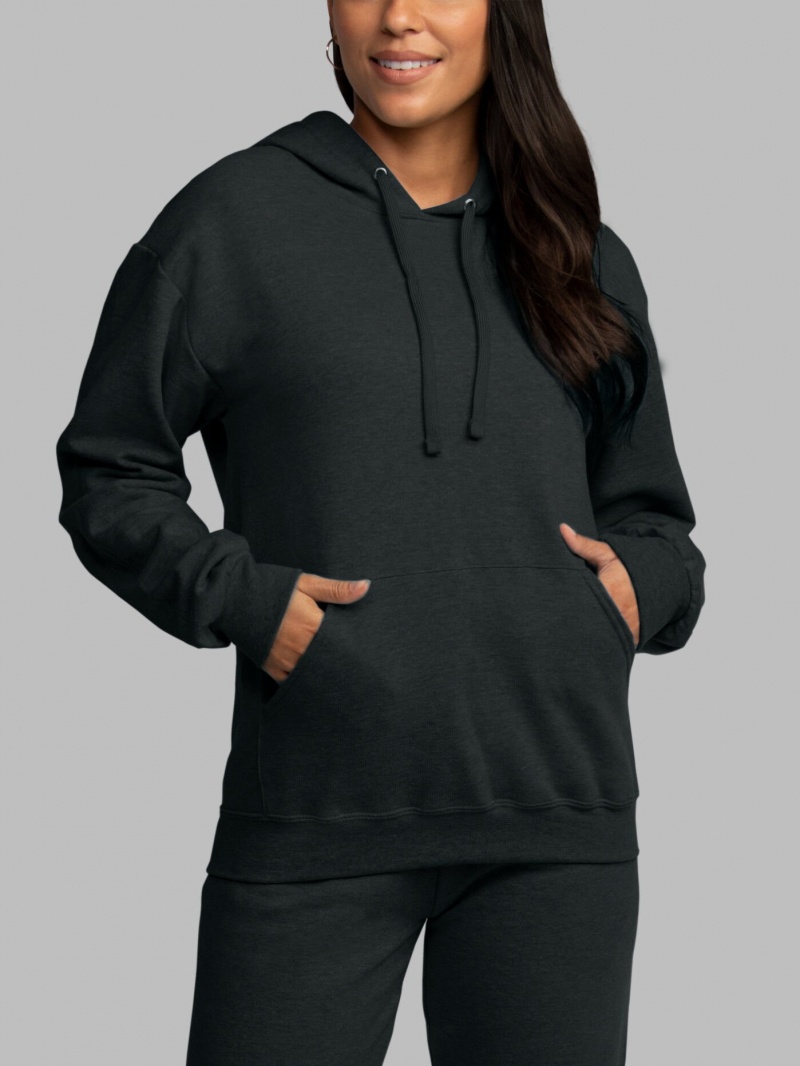 Men's Fruit Of The Loom EverSoft® Fleece Pullover Hoodie Black | MLV235917